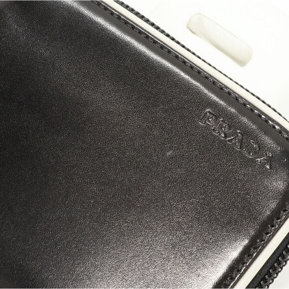Prada Calf Coin Case Coin Purse Black White - Picture 4 of 5